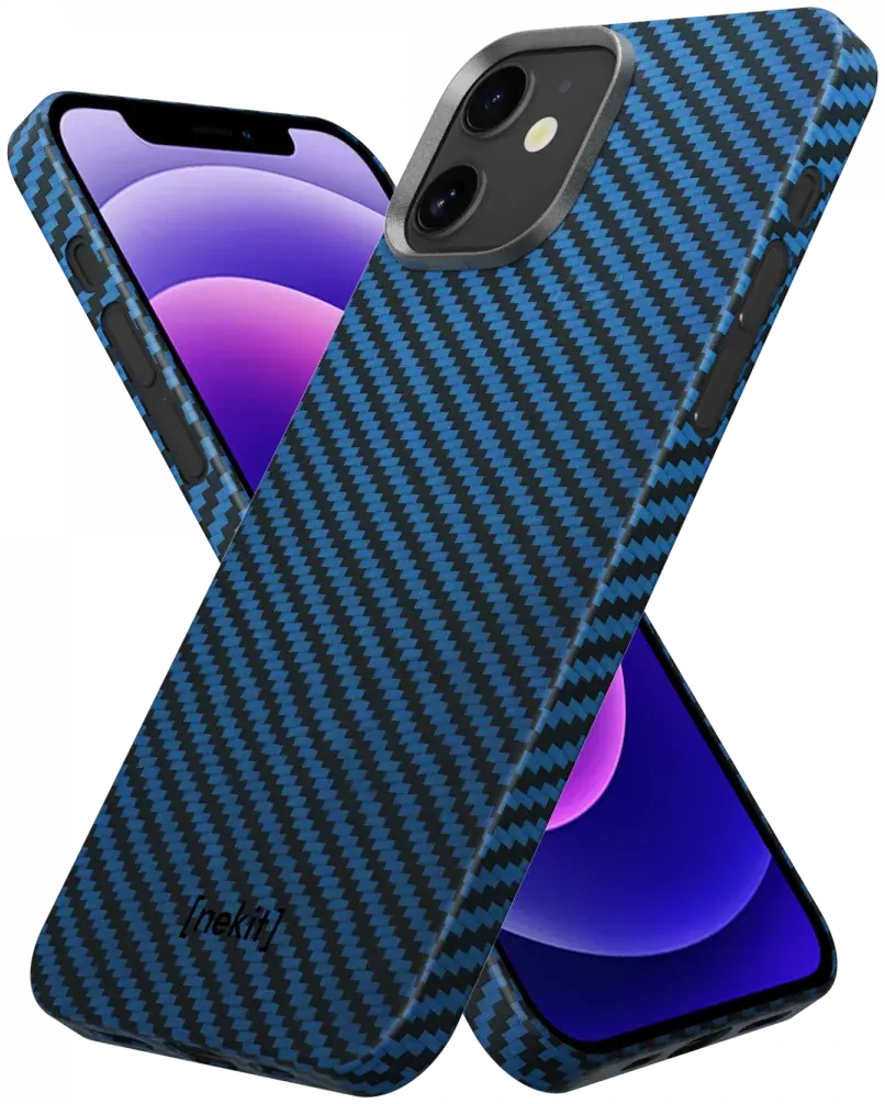 NEKIT Fiber Apple iPhone 12 / 12 Pro Hoesje MagSafe Kevlar Back Cover Dun Blauw afbeelding 12