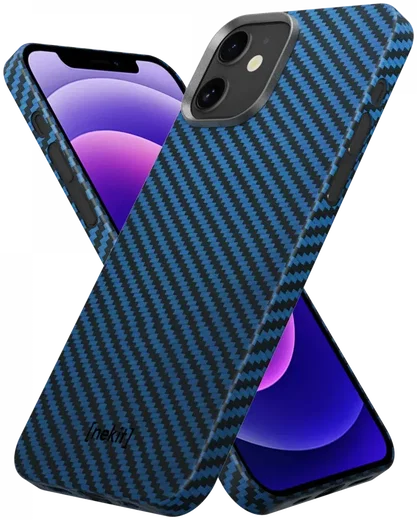 NEKIT Fiber Apple iPhone 12 / 12 Pro Hoesje MagSafe Kevlar Back Cover Dun Blauw afbeelding 12