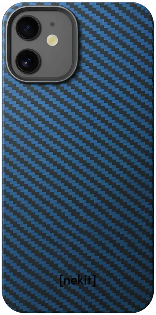 NEKIT Fiber Apple iPhone 12 / 12 Pro Hoesje MagSafe Kevlar Back Cover Dun Blauw afbeelding 14