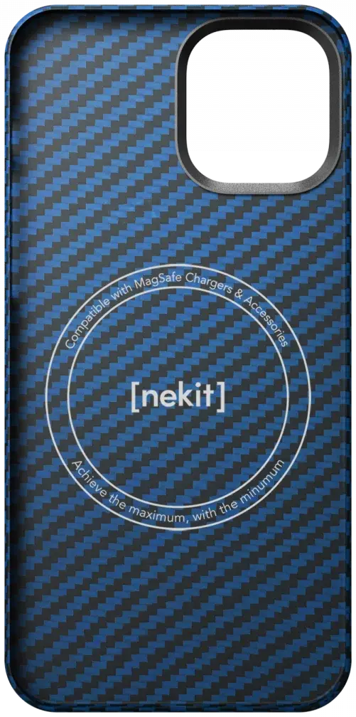 NEKIT Fiber Apple iPhone 12 / 12 Pro Hoesje MagSafe Kevlar Back Cover Dun Blauw afbeelding 17