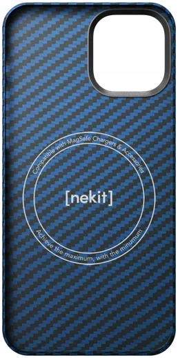 NEKIT Fiber Apple iPhone 12 / 12 Pro Hoesje MagSafe Kevlar Back Cover Dun Blauw afbeelding 17