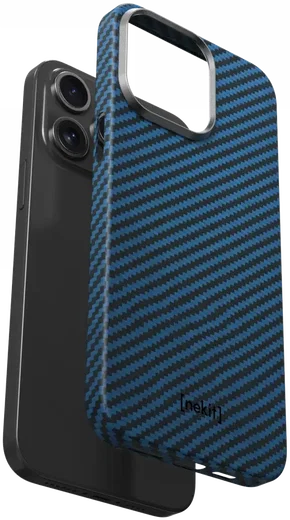 NEKIT Fiber Apple iPhone 13 Pro Hoesje MagSafe Kevlar Back Cover Dun Blauw afbeelding 12