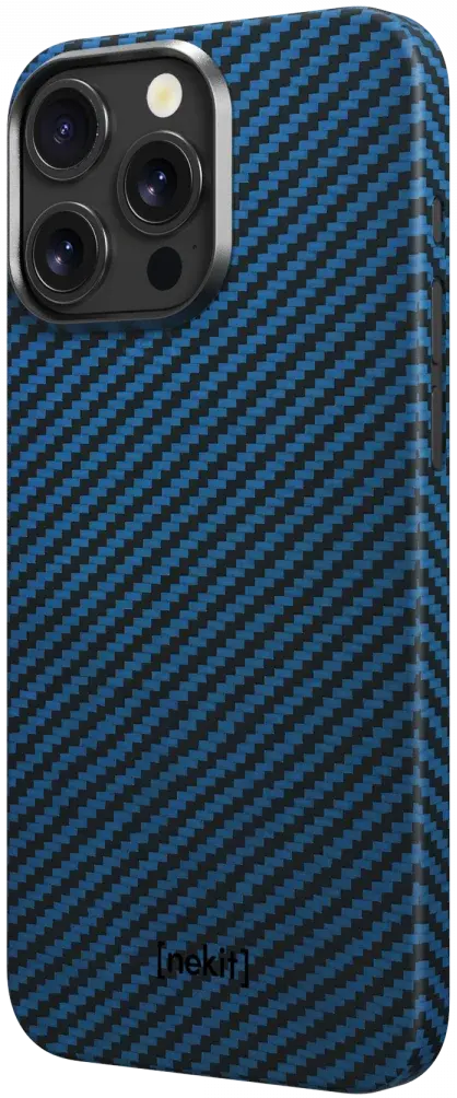 NEKIT Fiber Apple iPhone 13 Pro Hoesje MagSafe Kevlar Back Cover Dun Blauw afbeelding 14