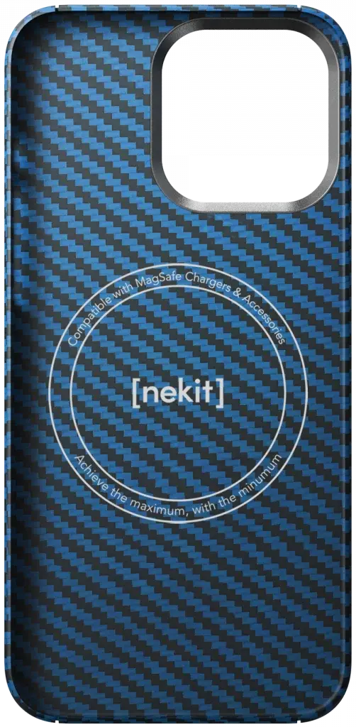 NEKIT Fiber Apple iPhone 13 Pro Hoesje MagSafe Kevlar Back Cover Dun Blauw afbeelding 16