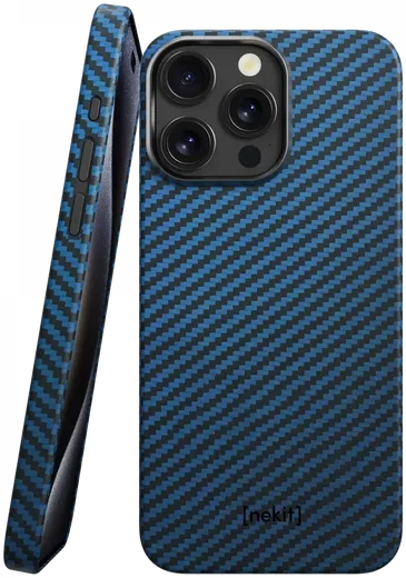 NEKIT Fiber Apple iPhone 13 Pro Hoesje MagSafe Kevlar Back Cover Dun Blauw afbeelding 1