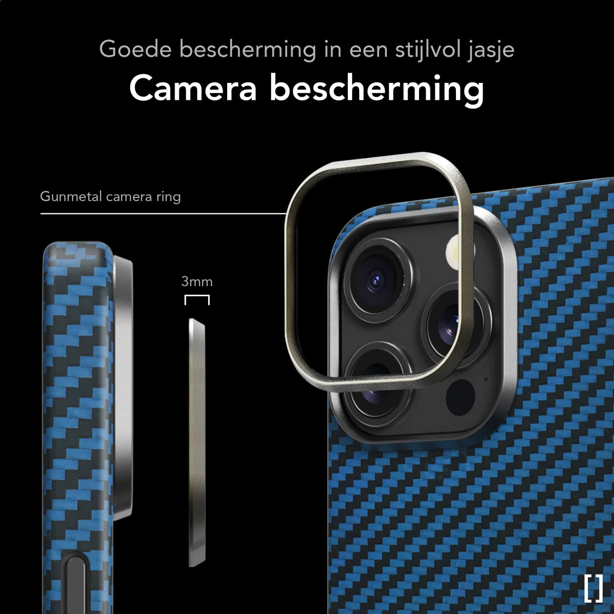 NEKIT Fiber Apple iPhone 13 Pro Hoesje MagSafe Kevlar Back Cover Dun Blauw afbeelding 4