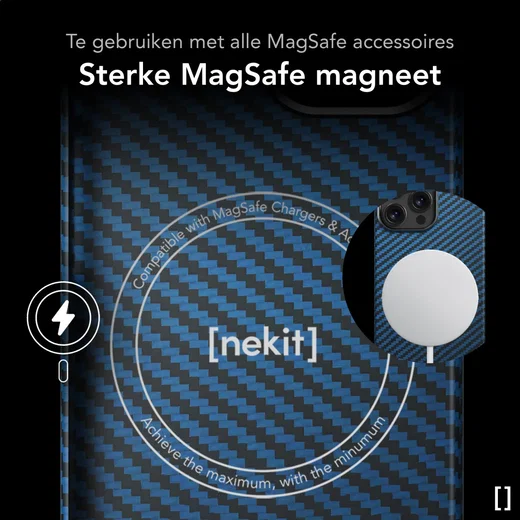 NEKIT Fiber Apple iPhone 13 Pro Hoesje MagSafe Kevlar Back Cover Dun Blauw afbeelding 6