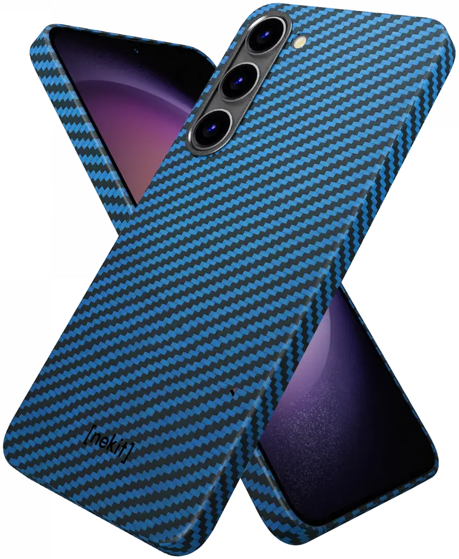 NEKIT Fiber Samsung Galaxy S23 Hoesje MagSafe Kevlar Back Cover Dun Blauw afbeelding 12