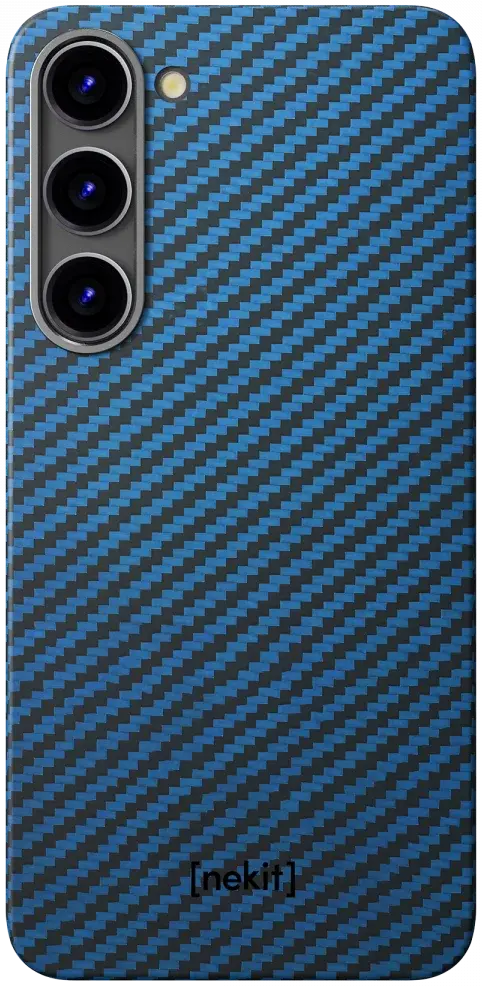 NEKIT Fiber Samsung Galaxy S23 Hoesje MagSafe Kevlar Back Cover Dun Blauw afbeelding 13