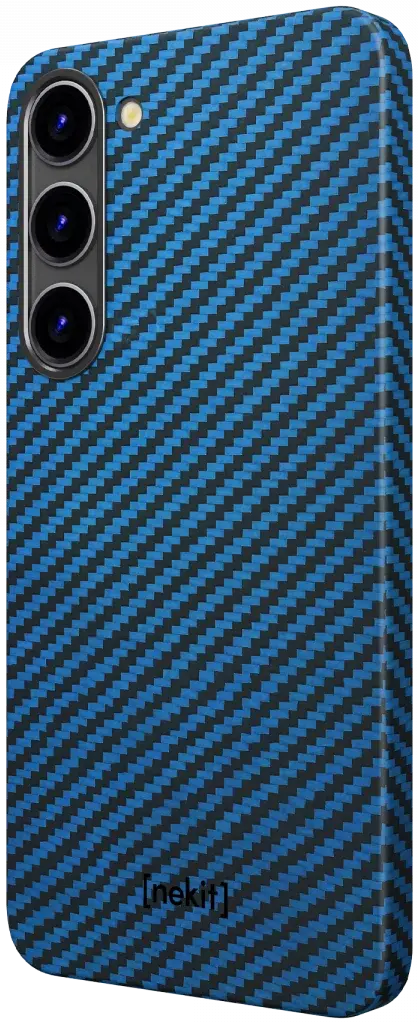 NEKIT Fiber Samsung Galaxy S23 Hoesje MagSafe Kevlar Back Cover Dun Blauw afbeelding 14