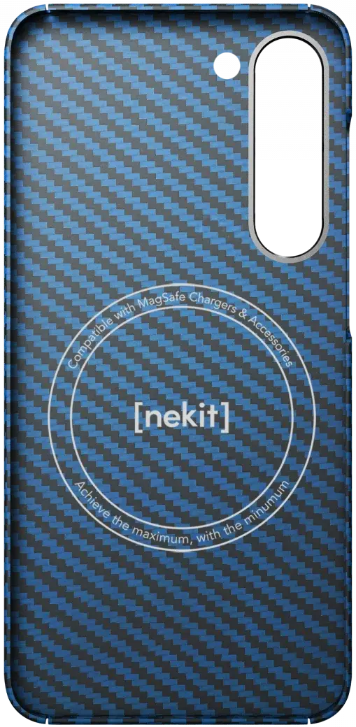 NEKIT Fiber Samsung Galaxy S23 Hoesje MagSafe Kevlar Back Cover Dun Blauw afbeelding 16