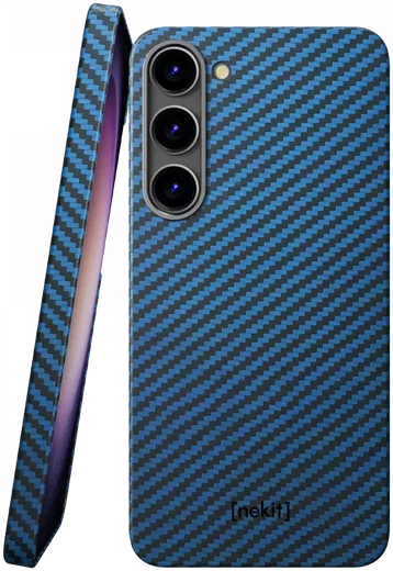 NEKIT Fiber Samsung Galaxy S23 Hoesje MagSafe Kevlar Back Cover Dun Blauw afbeelding 1