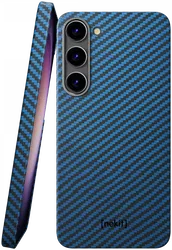 NEKIT Fiber Samsung Galaxy S23 Hoesje MagSafe Kevlar Back Cover Dun Blauw afbeelding