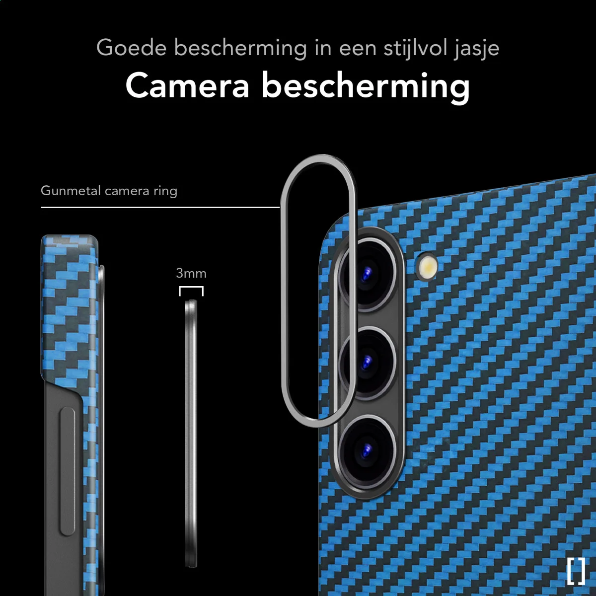 NEKIT Fiber Samsung Galaxy S23 Hoesje MagSafe Kevlar Back Cover Dun Blauw afbeelding 3
