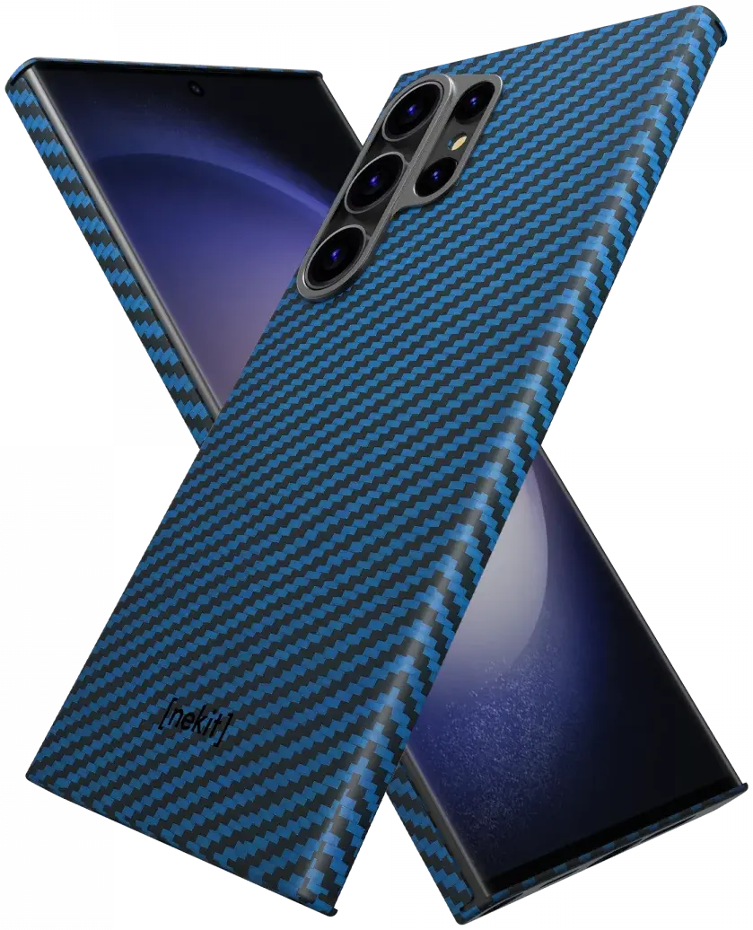 NEKIT Fiber Samsung Galaxy S23 Ultra Hoesje MagSafe Kevlar Back Cover Dun Blauw afbeelding 11