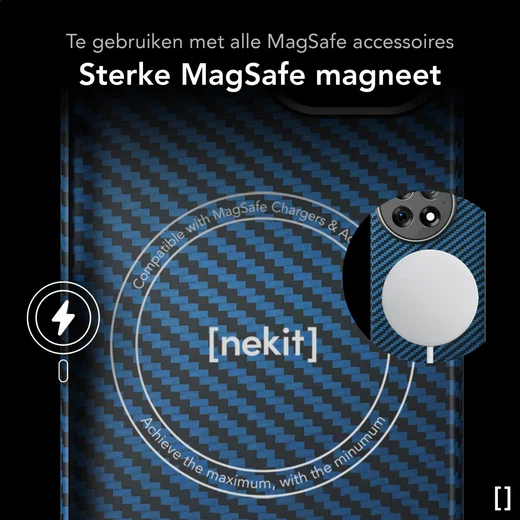 NEKIT Fiber OnePlus 13 Hoesje MagSafe Kevlar Back Cover Dun Blauw afbeelding 6