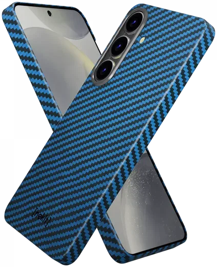 NEKIT Fiber Samsung Galaxy S25 Hoesje MagSafe / Qi2 Kevlar Back Cover Dun Blauw afbeelding 12