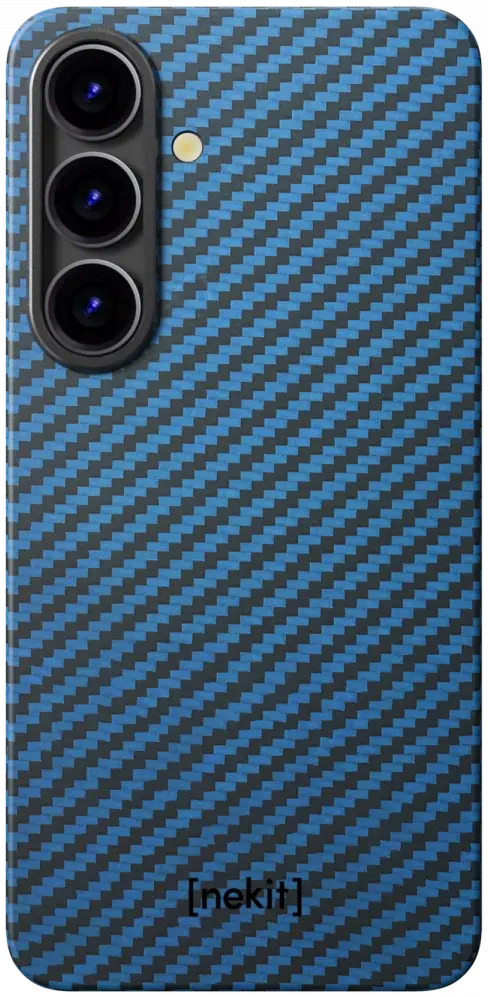 NEKIT Fiber Samsung Galaxy S25 Hoesje MagSafe / Qi2 Kevlar Back Cover Dun Blauw afbeelding 14