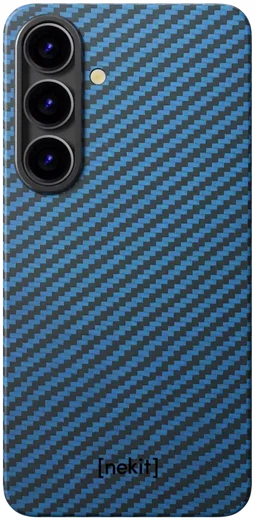 NEKIT Fiber Samsung Galaxy S25 Hoesje MagSafe / Qi2 Kevlar Back Cover Dun Blauw afbeelding 14