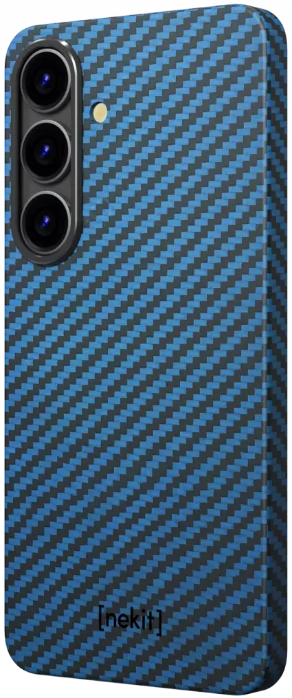 NEKIT Fiber Samsung Galaxy S25 Hoesje MagSafe / Qi2 Kevlar Back Cover Dun Blauw afbeelding 15