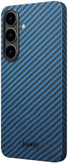 NEKIT Fiber Samsung Galaxy S25 Hoesje MagSafe / Qi2 Kevlar Back Cover Dun Blauw afbeelding 15