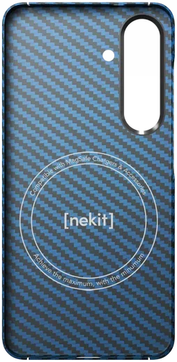 NEKIT Fiber Samsung Galaxy S25 Hoesje MagSafe / Qi2 Kevlar Back Cover Dun Blauw afbeelding 17