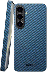 NEKIT Fiber Samsung Galaxy S25 Hoesje MagSafe / Qi2 Kevlar Back Cover Dun Blauw afbeelding