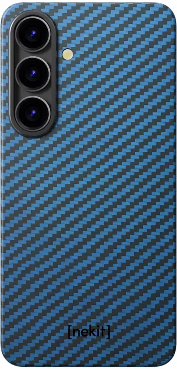 NEKIT Fiber Samsung Galaxy S25 Plus Hoesje MagSafe / Qi2 Kevlar Back Cover Blauw afbeelding 11