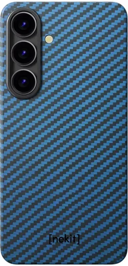 NEKIT Fiber Samsung Galaxy S25 Plus Hoesje MagSafe / Qi2 Kevlar Back Cover Blauw afbeelding 11