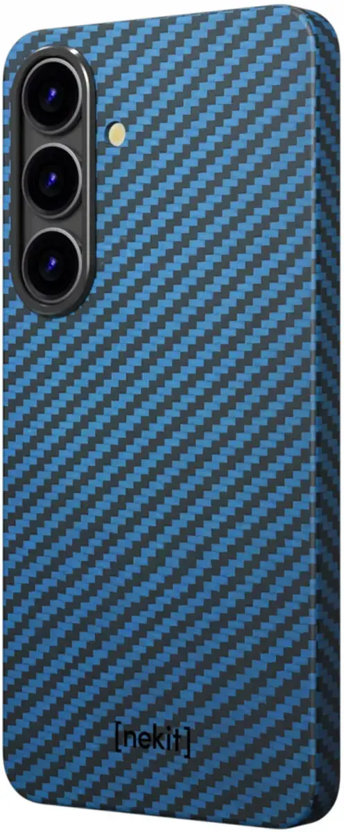 NEKIT Fiber Samsung Galaxy S25 Plus Hoesje MagSafe / Qi2 Kevlar Back Cover Blauw afbeelding 12