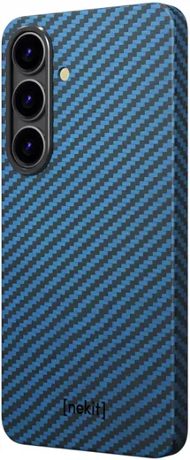 NEKIT Fiber Samsung Galaxy S25 Plus Hoesje MagSafe / Qi2 Kevlar Back Cover Blauw afbeelding 12