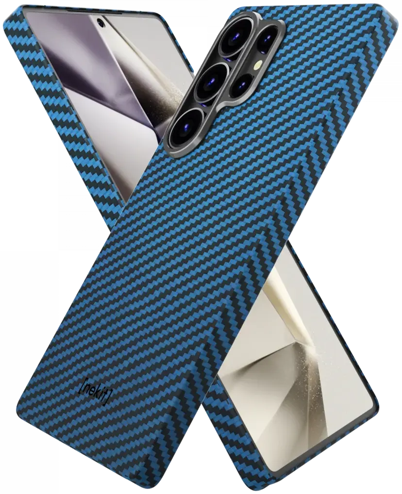 NEKIT Fiber Samsung Galaxy S25 Ultra Hoesje MagSafe Kevlar Back Cover Dun Blauw afbeelding 13
