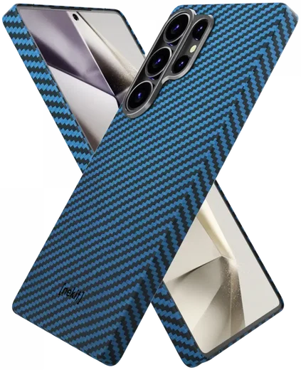 NEKIT Fiber Samsung Galaxy S25 Ultra Hoesje MagSafe Kevlar Back Cover Dun Blauw afbeelding 13