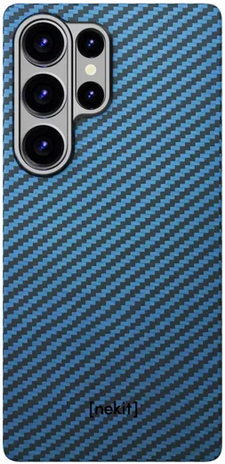 NEKIT Fiber Samsung Galaxy S25 Ultra Hoesje MagSafe Kevlar Back Cover Dun Blauw afbeelding 14