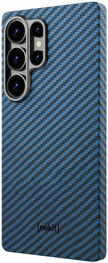 NEKIT Fiber Samsung Galaxy S25 Ultra Hoesje MagSafe Kevlar Back Cover Dun Blauw afbeelding 15