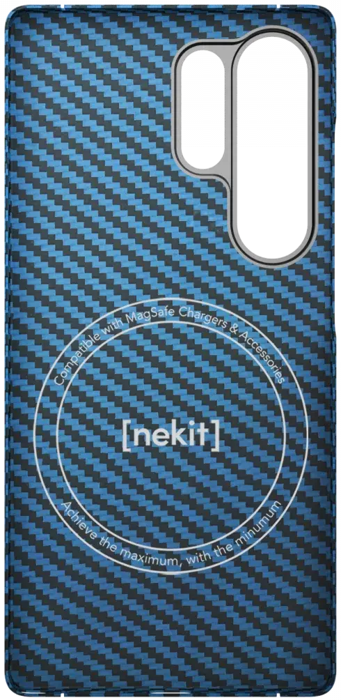 NEKIT Fiber Samsung Galaxy S25 Ultra Hoesje MagSafe Kevlar Back Cover Dun Blauw afbeelding 17