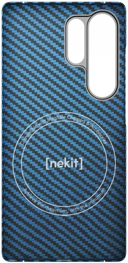 NEKIT Fiber Samsung Galaxy S25 Ultra Hoesje MagSafe Kevlar Back Cover Dun Blauw afbeelding 17