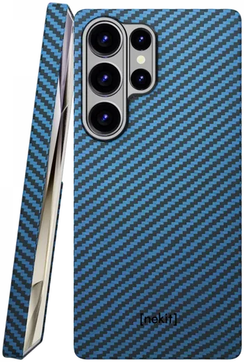NEKIT Fiber Samsung Galaxy S25 Ultra Hoesje MagSafe Kevlar Back Cover Dun Blauw afbeelding 1