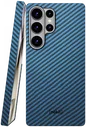 NEKIT Fiber Samsung Galaxy S25 Ultra Hoesje MagSafe Kevlar Back Cover Dun Blauw