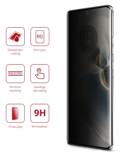 Rosso Motorola Edge 50 Ultra 9H Tempered Glass Screen Protector Privacy afbeelding 2