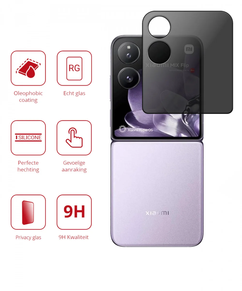 Rosso Xiaomi Mix Flip 9H Tempered Glass Screen Protector Privacy afbeelding 2
