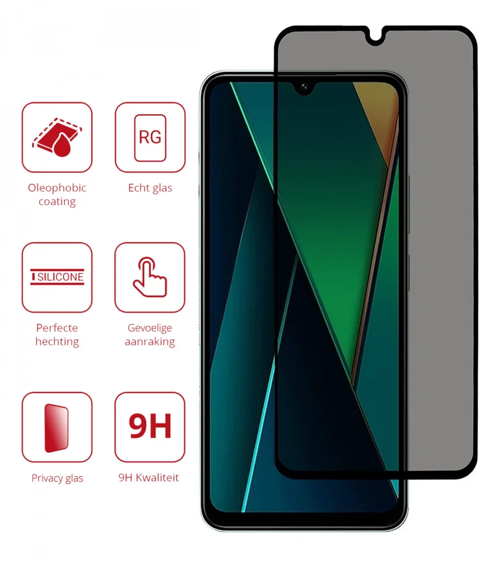 Rosso Xiaomi Redmi 14C 9H Tempered Glass Screen Protector Privacy afbeelding 2