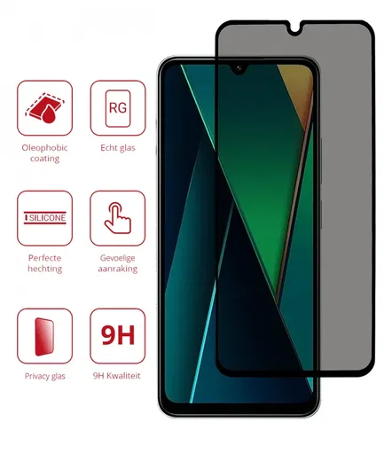 Rosso Xiaomi Redmi 14C 9H Tempered Glass Screen Protector Privacy afbeelding 2