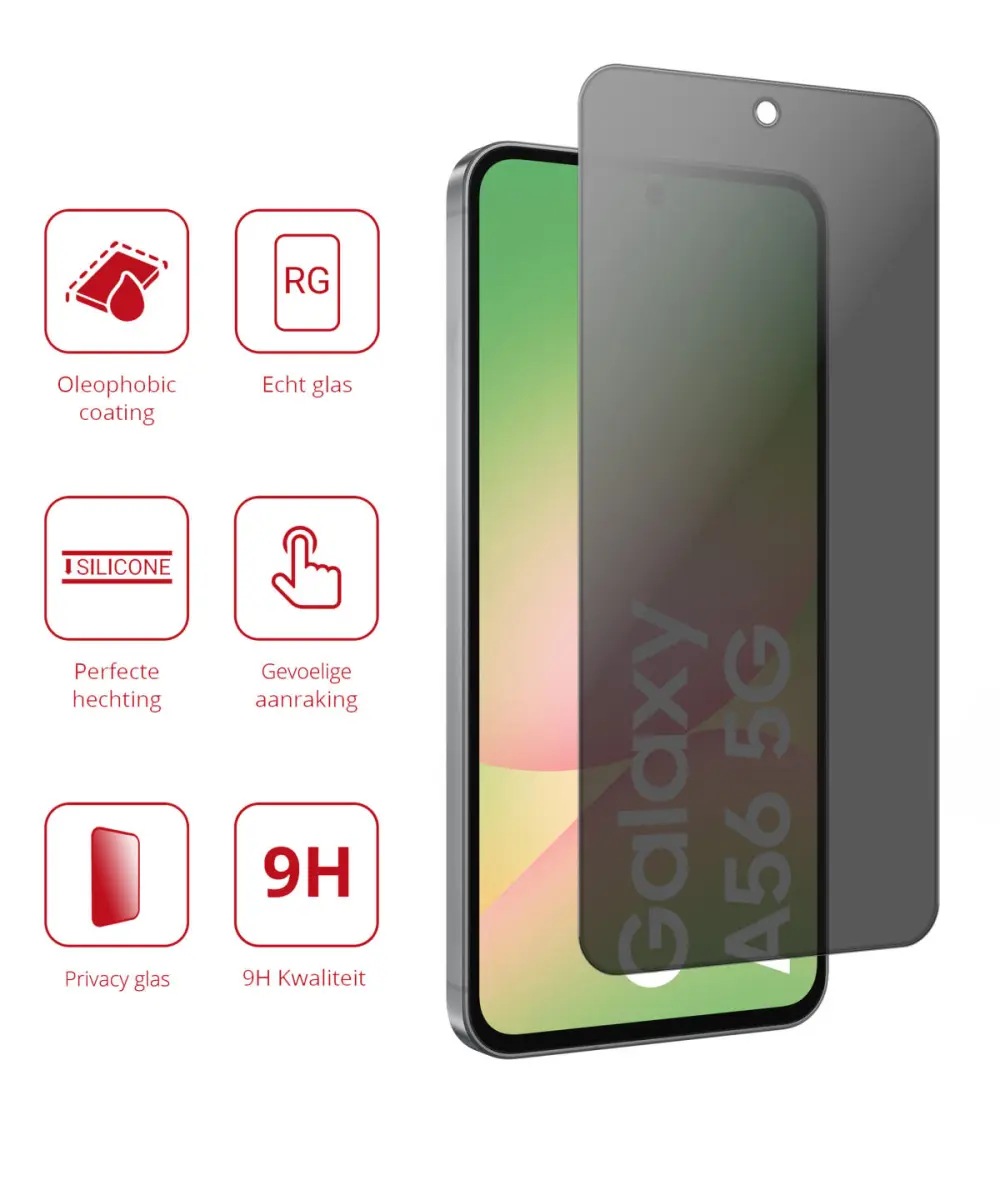 Rosso Samsung Galaxy A56 9H Tempered Glass Screen Protector Privacy afbeelding 2