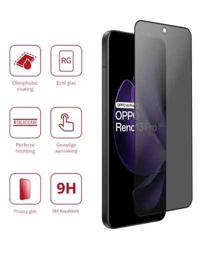 Rosso Oppo Reno 13 Pro 9H Tempered Glass Screen Protector Privacy afbeelding 2