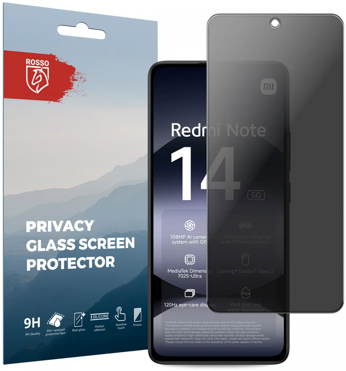 Rosso Xiaomi Redmi Note 14 4G 9H Tempered Glass Screen Protector Privacy afbeelding 1