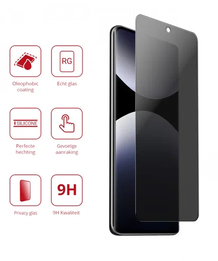 Rosso Xiaomi Redmi Note 14 4G 9H Tempered Glass Screen Protector Privacy afbeelding 2