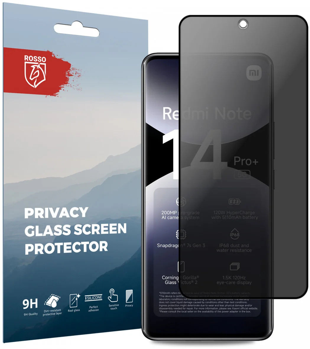 Rosso Xiaomi Redmi Note 14 Pro+ 9H Tempered Glass Screen Protector Privacy afbeelding 1