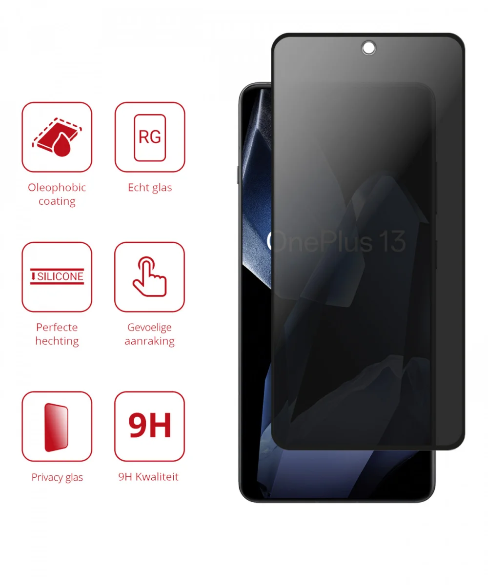 Rosso OnePlus 13 9H Tempered Glass Screen Protector Privacy afbeelding 2