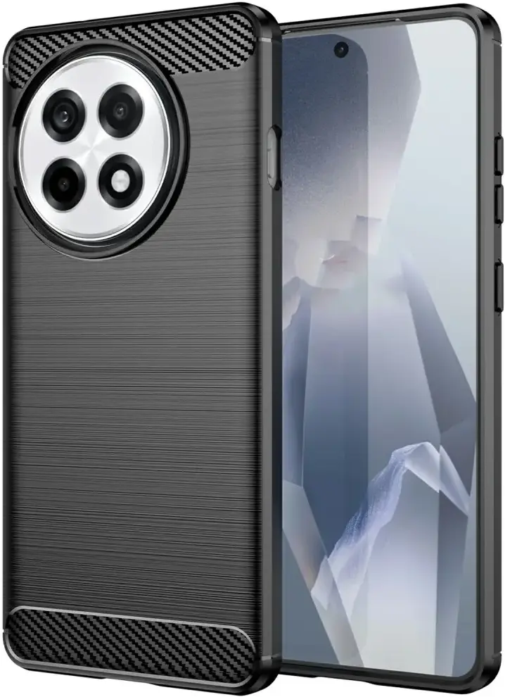 OnePlus 13R Hoesje Geborsteld TPU Flexibele Back Cover Zwart afbeelding 1